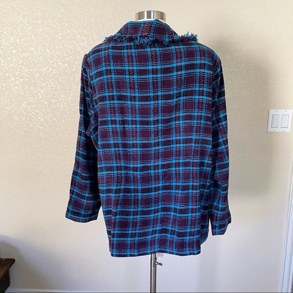 SOLD STEPHANIE THOMAS Chenille Tweed Button Blazer Plaid Size 16 - Picture 4 of 10